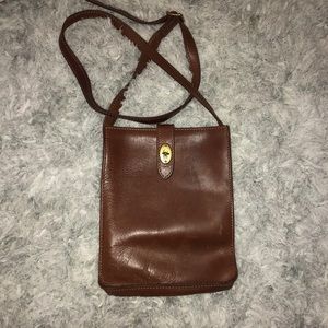 Brown leather fossil bag